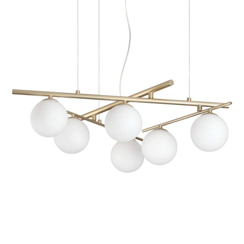 IdealLux-365121 - Atlas - Gold 6 Light Pendant with Opal Glasses