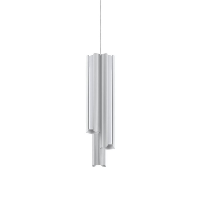 IdealLux-366470 - Dorica - Ribbed White 3 Light LED Pendant