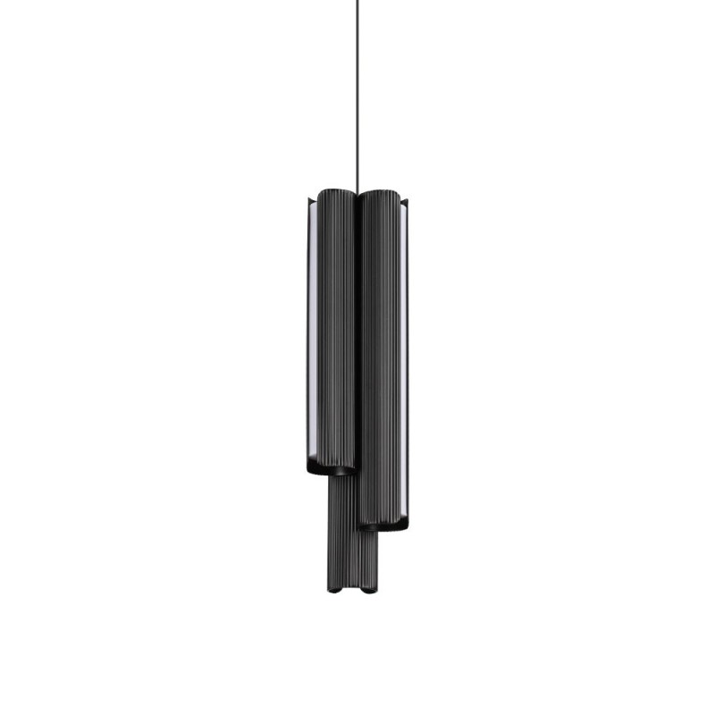 IdealLux-366487 - Dorica - Ribbed Black 3 Light LED Pendant