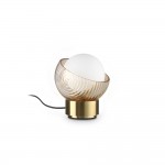 Bloom - Brass Table Lamp with White & Amber Glass