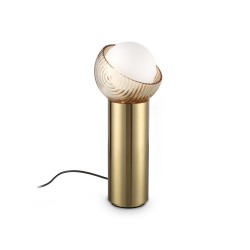 Bloom - Brass Table Lamp with White & Amber Glass