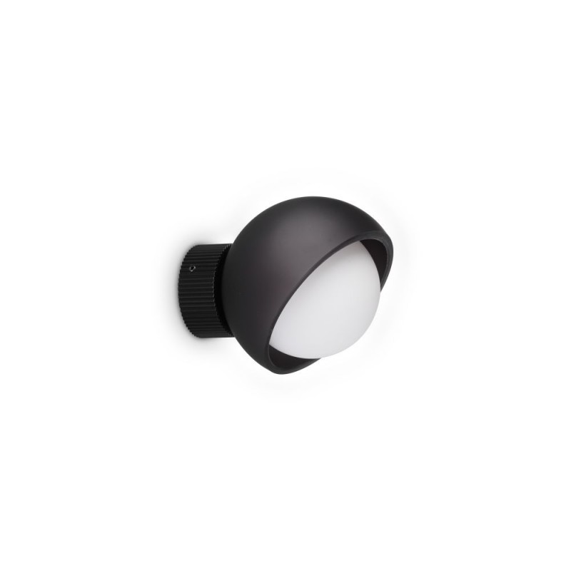 IdealLux-366548 - Bloom - Black Wall Lamp with White Glass ∅ 11.5 cm
