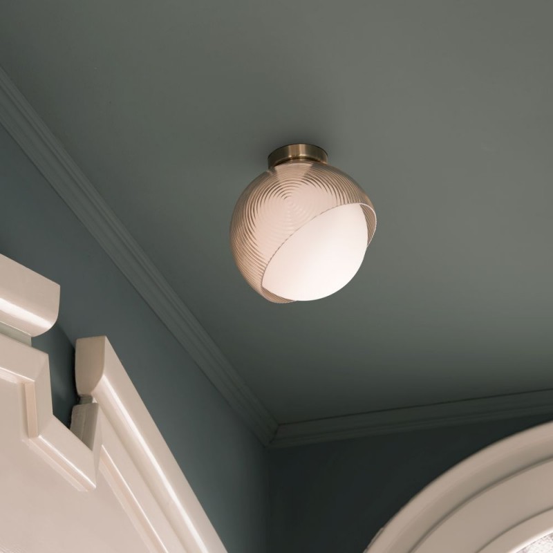 IdealLux-366555 - Bloom - Brass Wall Lamp with White & Amber Glass ∅ 17 cm