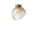 Bloom - Brass Ceiling Lamp with White & Amber Glass ∅ 22 cm