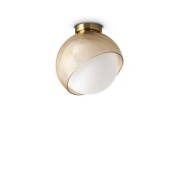 Bloom - Brass Ceiling Lamp with White & Amber Glass ∅ 22 cm
