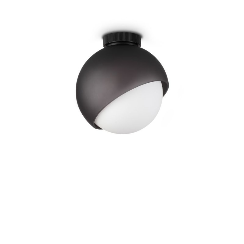 IdealLux-366586 - Bloom - Black Ceiling Lamp with White Glass ∅ 22 cm