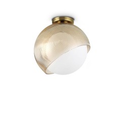 Bloom - Brass Ceiling Lamp with White & Amber Glass ∅ 30 cm