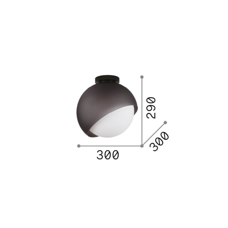 IdealLux-366609 - Bloom - Black Ceiling Lamp with White Glass ∅ 30 cm