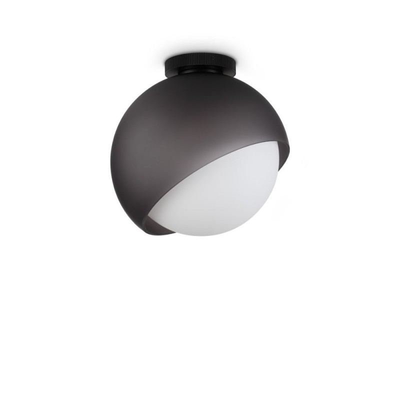 IdealLux-366609 - Bloom - Black Ceiling Lamp with White Glass ∅ 30 cm