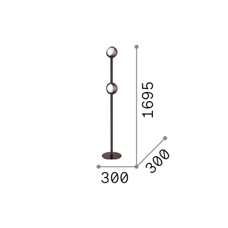 IdealLux-366616 - Bloom - Brass LED Floor Lamp with White & Amber Glass