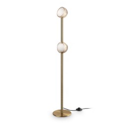 Bloom - Brass LED Floor Lamp with White & Amber Glass