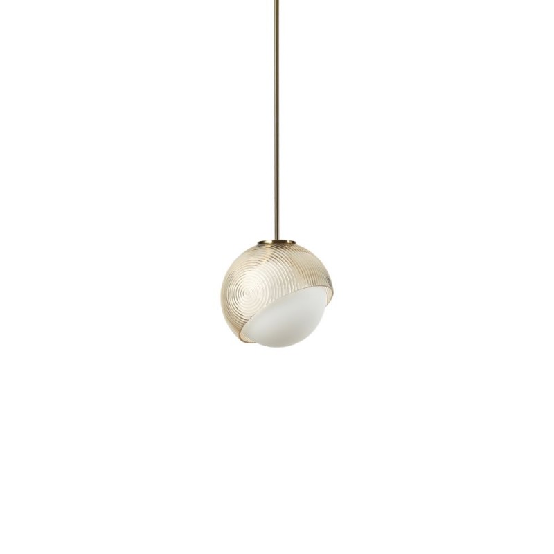 IdealLux-366647 - Bloom - Brass Pendant with White & Amber Glass ∅ 17 cm