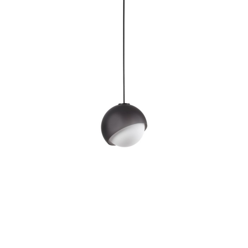 IdealLux-366654 - Bloom - Black Pendant with White Glass ∅ 17 cm