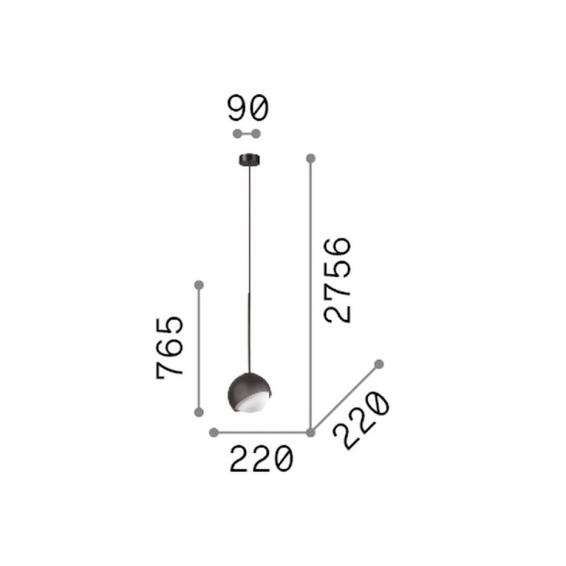IdealLux-366678 - Bloom - Black Pendant with White Glass ∅ 22 cm