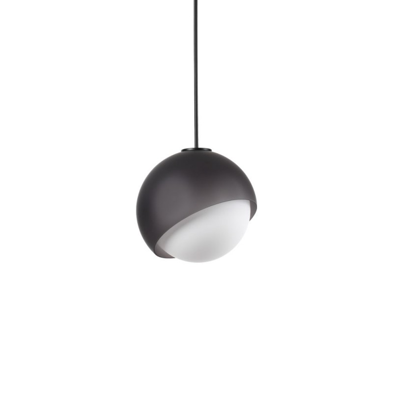 IdealLux-366678 - Bloom - Black Pendant with White Glass ∅ 22 cm