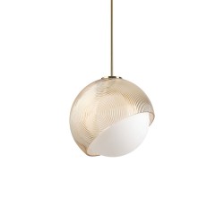 Bloom - Brass Pendant with White & Amber Glass ∅ 30 cm