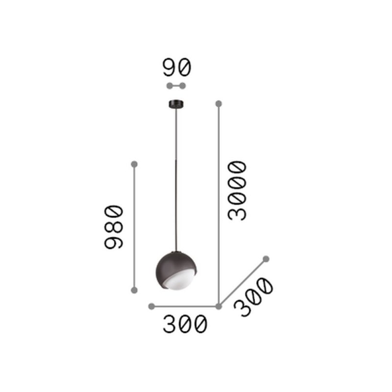 IdealLux-366692 - Bloom - Black Pendant with White Glass ∅ 30 cm