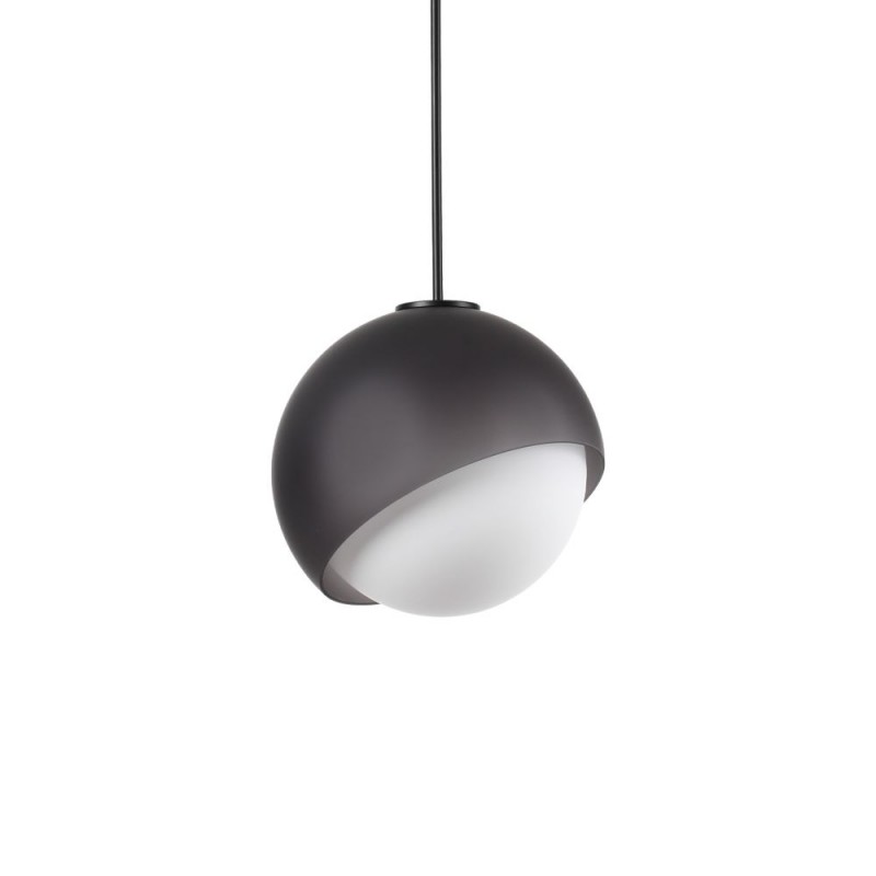 IdealLux-366692 - Bloom - Black Pendant with White Glass ∅ 30 cm