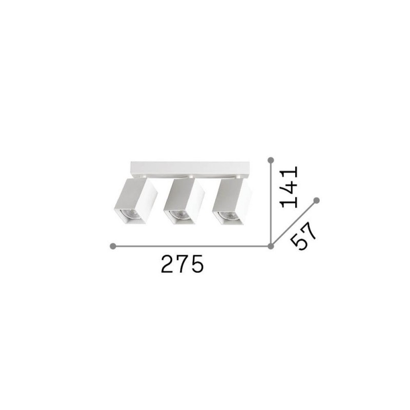 IdealLux-367415 - Dynamite - White Square 3 Spotlights