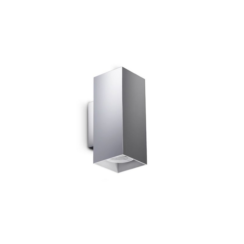 IdealLux-370255 - Look Square - Chrome Up & Down Wall Lamp 15 cm