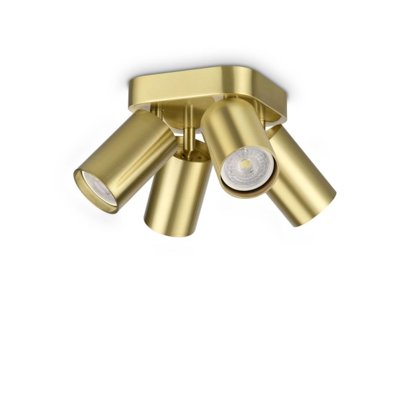 IdealLux-371306 - Dynamite - Satin Brass Round 4 Spotlights