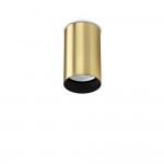Look - Surface-Mounted Satin Brass Cylindrical Spotlight 10 cm