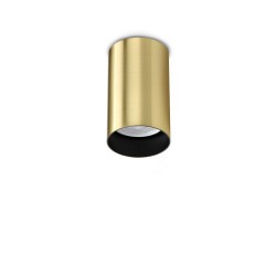 Look - Surface-Mounted Satin Brass Cylindrical Spotlight 10 cm