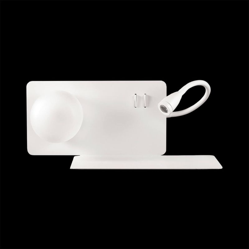 Wall Lights - Book - White Wall Lamp with USB Socket - Left side shelf IdealLux-174792 - Book - White Wall Lamp with USB Socket - Left side shelf