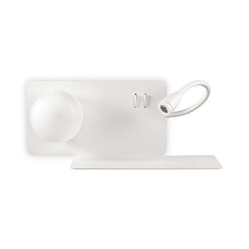 Wall Lights - Book - White Wall Lamp with USB Socket - Left side shelf IdealLux-174792 - Book - White Wall Lamp with USB Socket - Left side shelf