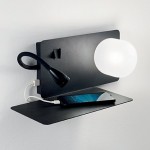 Book - Black Wall Lamp with USB Socket - Right side shelf Book - Black Wall Lamp with USB Socket - Right side shelf