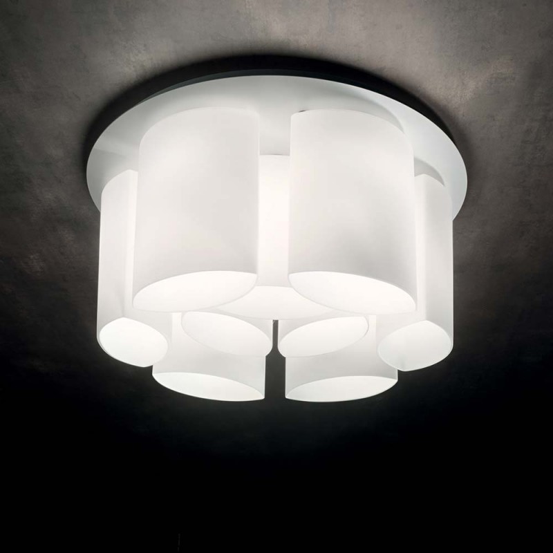 Ceiling Lights - Almond - White Decorative Glass 3 Light Ceiling Lamp IdealLux-159638 - Almond - White Decorative Glass 3 Light Ceiling Lamp