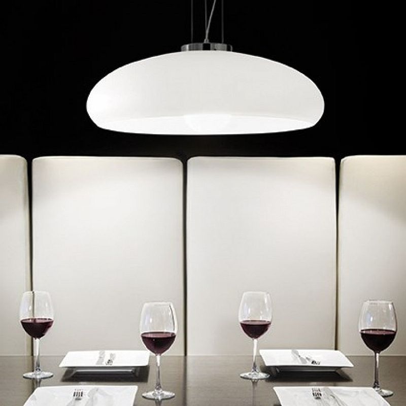 Ceiling Lights - Aria - Small White Frosted Glass Single Hanging Pendant IdealLux-059679 - Aria - Small White Frosted Glass Single Hanging Pendant