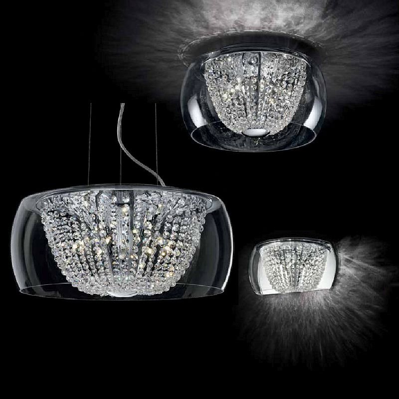 Ceiling Lights - Audi-61 - Crystal with Clear Glass 6 Light Ceiling Lamp IdealLux-133898 - Audi-61 - Crystal with Clear Glass 6 Light Ceiling Lamp
