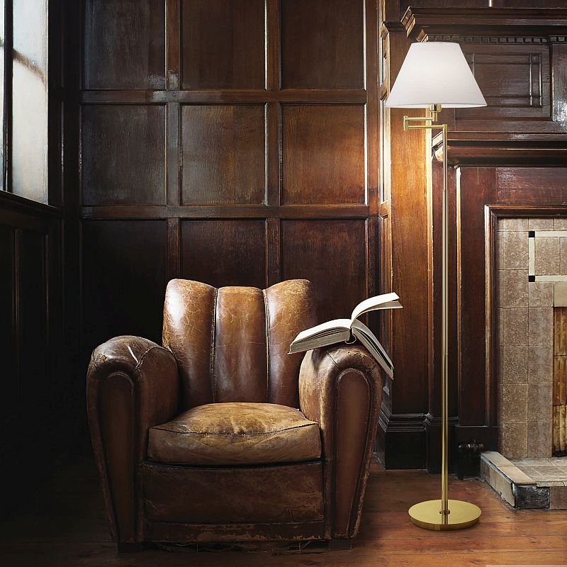Table & Floor Lamp - Beverly - Adjustable White Fabric with Gold Floor Lamp IdealLux-140315 - Beverly - Adjustable White Fabric with Gold Floor Lamp