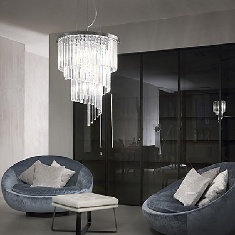 IdealLux-166247 - Carlton - Crystal with Chrome 12 Light Chandelier