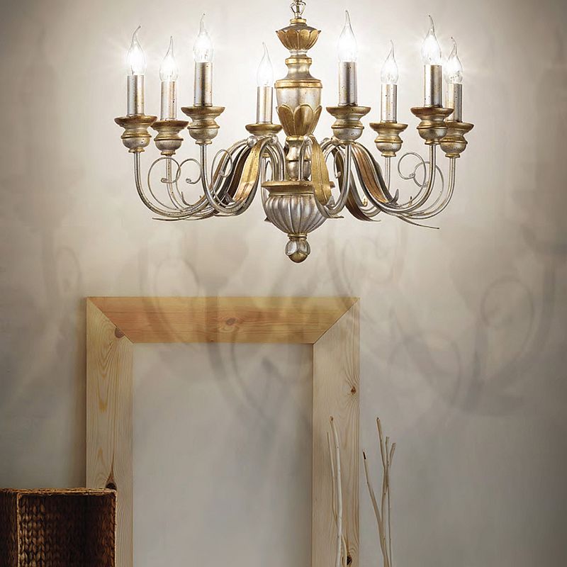 Ceiling Lights - Dora - Antique Gold with Leaf 8 Light Pendant IdealLux-020839 - Dora - Antique Gold with Leaf 8 Light Pendant