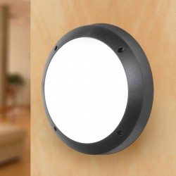 Gelmi - Black Round Bulkhead with Opal Diffuser Gelmi - Black Round Bulkhead with Opal Diffuser