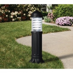 Sauro - Black Bollard with Clear & Aluminium Diffuser Sauro - Black Bollard with Clear & Aluminium Diffuser