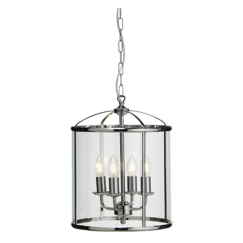 Ceiling Lights - Fern - Polished Chrome with Glass 4 Light Lantern Pendant Oaks-351/4 CH - Fern - Polished Chrome with Glass 4 Light Lantern Pendant