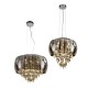 Ceiling Lights - Rose - Smoky Glass & Crystal with Chrome 5 Light Pendant Prism-70022-052 - Rose - Smoky Glass & Crystal with Chrome 5 Light Pendant