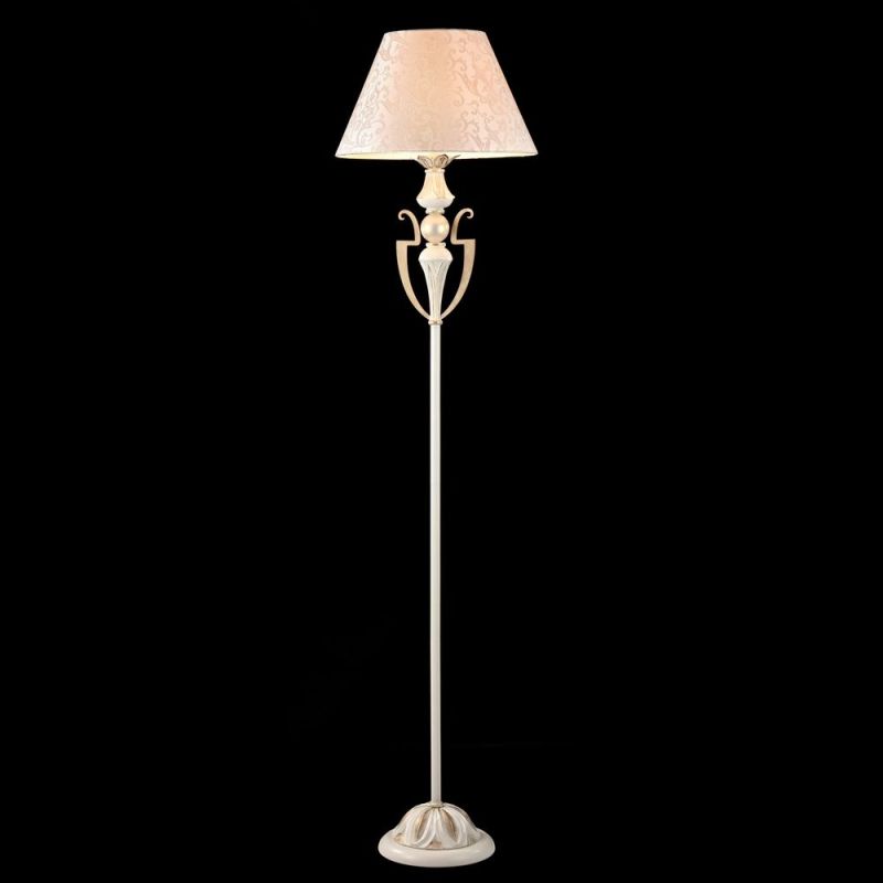 Table & Floor Lamp - Monile - Pattern White Fabric Floor lamp -White gold Maytoni-ARM004-00-W - Monile - Pattern White Fabric Floor lamp -White gold