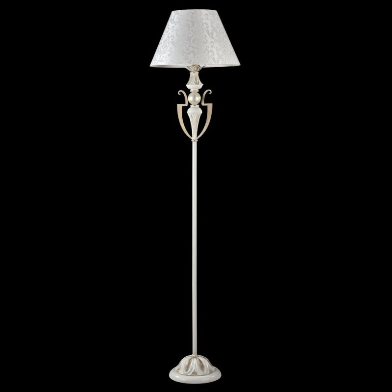 Table & Floor Lamp - Monile - Pattern White Fabric Floor lamp -White gold Maytoni-ARM004-00-W - Monile - Pattern White Fabric Floor lamp -White gold