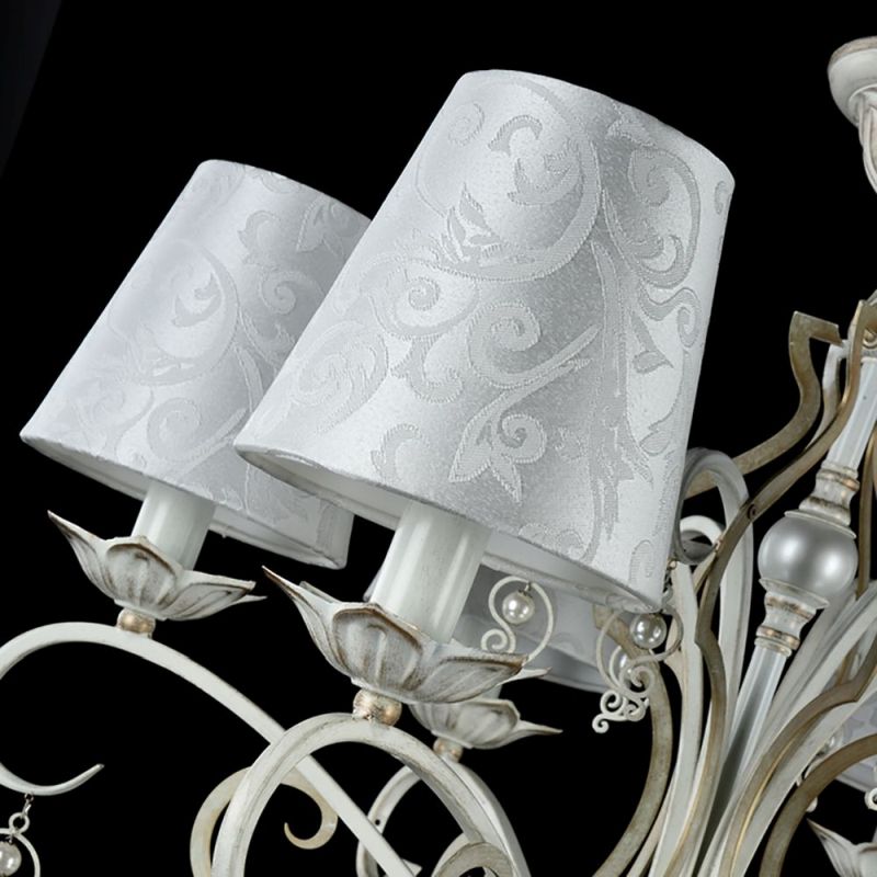 Ceiling Lights - Monile - Pattern White Fabric 6 Light Pendant -White gold Maytoni-ARM004-06-W - Monile - Pattern White Fabric 6 Light Pendant -White gold