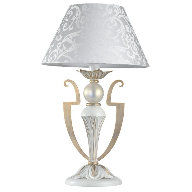 Table & Floor Lamp - Monile - Pattern White Fabric Table Lamp -White gold Maytoni-ARM004-11-W - Monile - Pattern White Fabric Table Lamp -White gold