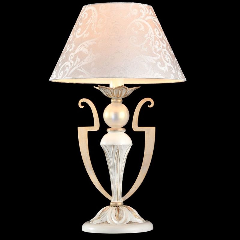 Table & Floor Lamp - Monile - Pattern White Fabric Table Lamp -White gold Maytoni-ARM004-11-W - Monile - Pattern White Fabric Table Lamp -White gold