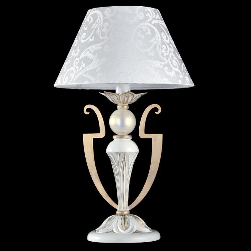 Table & Floor Lamp - Monile - Pattern White Fabric Table Lamp -White gold Maytoni-ARM004-11-W - Monile - Pattern White Fabric Table Lamp -White gold