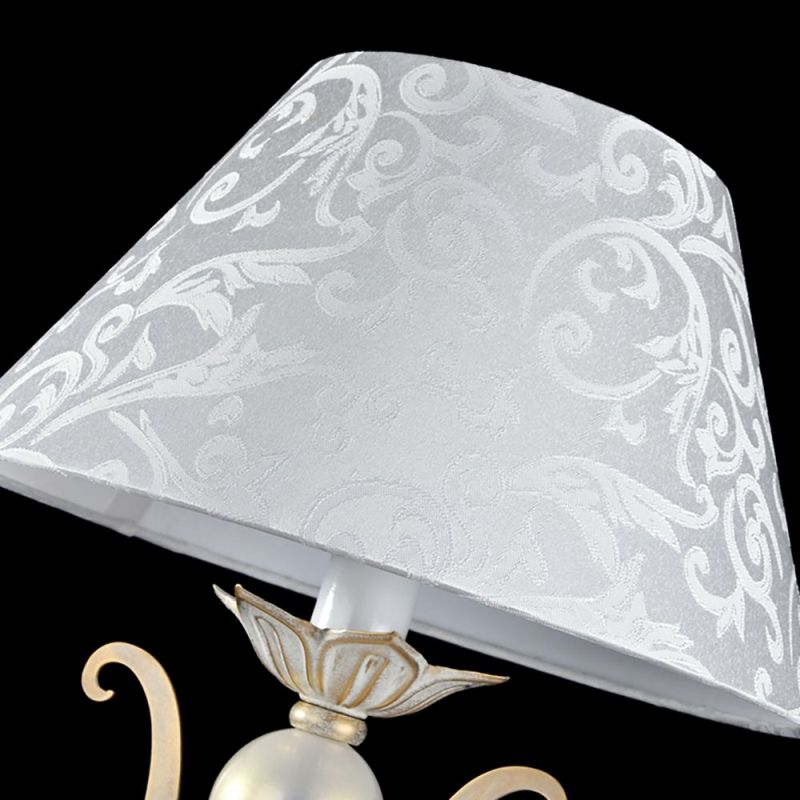 Table & Floor Lamp - Monile - Pattern White Fabric Table Lamp -White gold Maytoni-ARM004-11-W - Monile - Pattern White Fabric Table Lamp -White gold