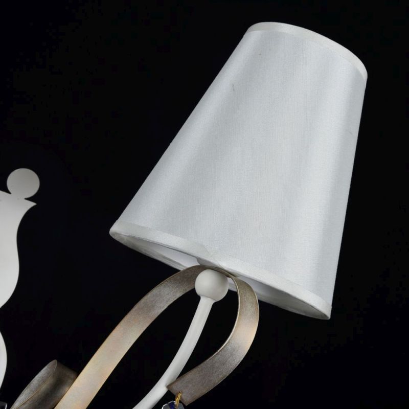 Wall Lights - Intreccio - White Fabric Twin Wall Lamp- Gold Ribbon Maytoni-ARM010-02-W - Intreccio - White Fabric Twin Wall Lamp- Gold Ribbon