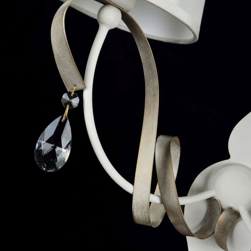 Wall Lights - Intreccio - White Fabric Twin Wall Lamp- Gold Ribbon Maytoni-ARM010-02-W - Intreccio - White Fabric Twin Wall Lamp- Gold Ribbon