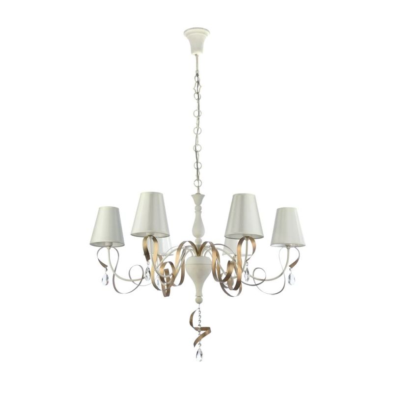 Ceiling Lights - Intreccio - White Fabric 6 Light Pendant- Gold Ribbon Maytoni-ARM010-06-W - Intreccio - White Fabric 6 Light Pendant- Gold Ribbon